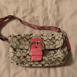 Original Coach Fabric/Pink Leather Purse
